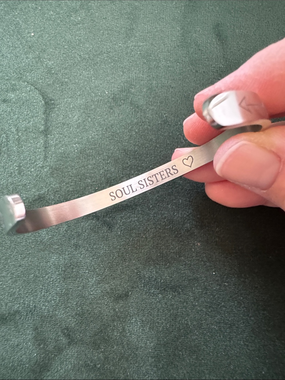 Minimalist Silver Open Cuff soul sister Bracelet - Picture 2 of 6